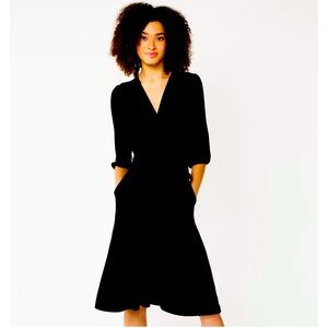 Women's Draper James Tie-Front Fit & Flare Dress XL BLACK